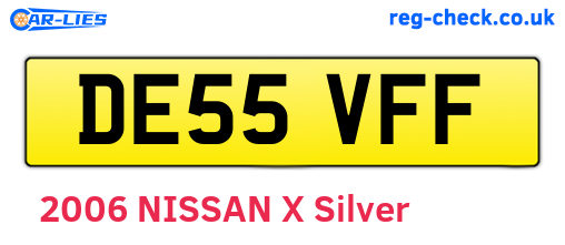 DE55VFF are the vehicle registration plates.