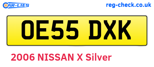 OE55DXK are the vehicle registration plates.