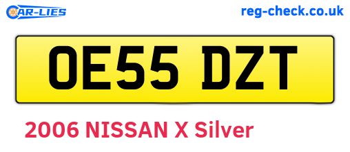 OE55DZT are the vehicle registration plates.