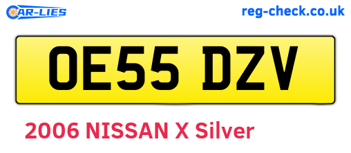 OE55DZV are the vehicle registration plates.