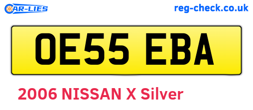 OE55EBA are the vehicle registration plates.