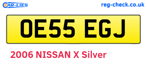 OE55EGJ are the vehicle registration plates.