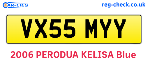 VX55MYY are the vehicle registration plates.