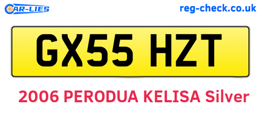 GX55HZT are the vehicle registration plates.