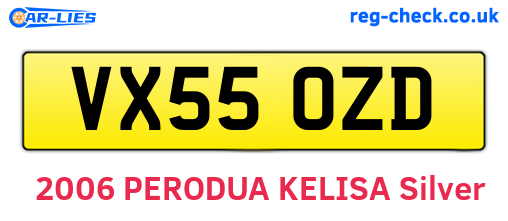 VX55OZD are the vehicle registration plates.