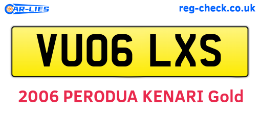 VU06LXS are the vehicle registration plates.