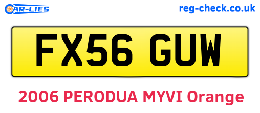 FX56GUW are the vehicle registration plates.