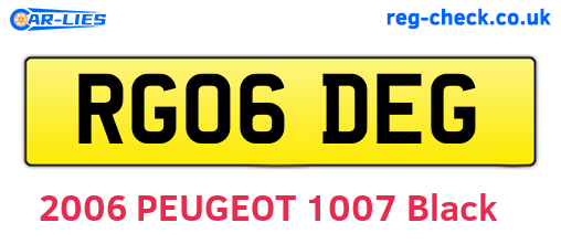 RG06DEG are the vehicle registration plates.