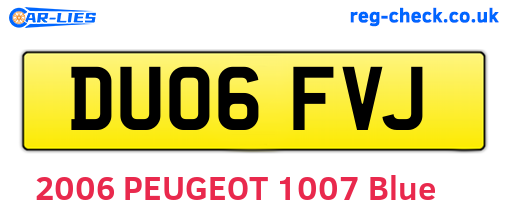 DU06FVJ are the vehicle registration plates.