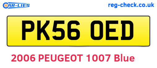 PK56OED are the vehicle registration plates.