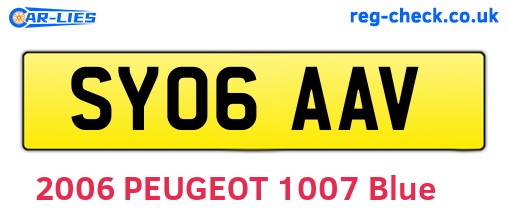 SY06AAV are the vehicle registration plates.
