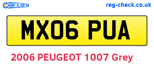 MX06PUA are the vehicle registration plates.
