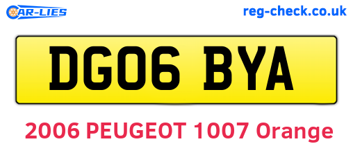 DG06BYA are the vehicle registration plates.