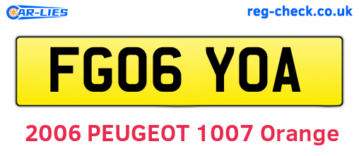 FG06YOA are the vehicle registration plates.