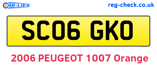 SC06GKO are the vehicle registration plates.