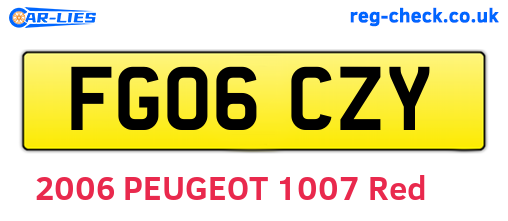 FG06CZY are the vehicle registration plates.