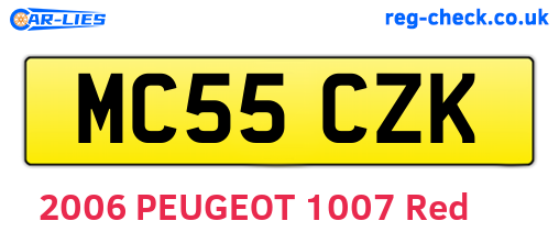 MC55CZK are the vehicle registration plates.