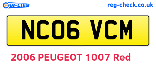 NC06VCM are the vehicle registration plates.