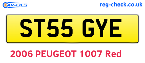 ST55GYE are the vehicle registration plates.