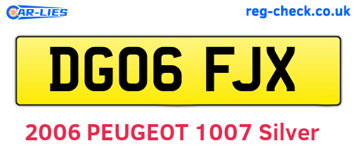 DG06FJX are the vehicle registration plates.