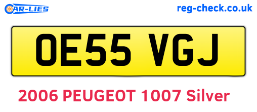 OE55VGJ are the vehicle registration plates.