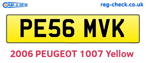 PE56MVK are the vehicle registration plates.