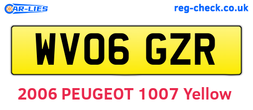 WV06GZR are the vehicle registration plates.