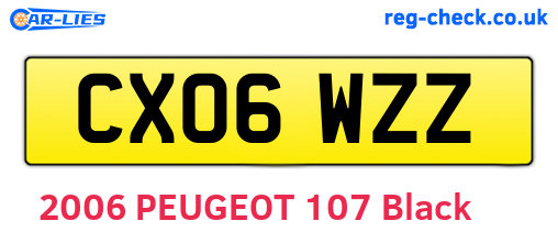 CX06WZZ are the vehicle registration plates.