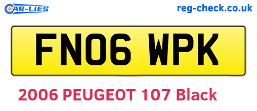 FN06WPK are the vehicle registration plates.
