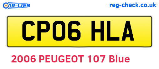 CP06HLA are the vehicle registration plates.
