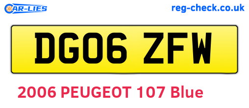 DG06ZFW are the vehicle registration plates.