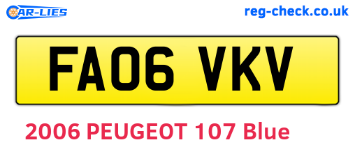 FA06VKV are the vehicle registration plates.