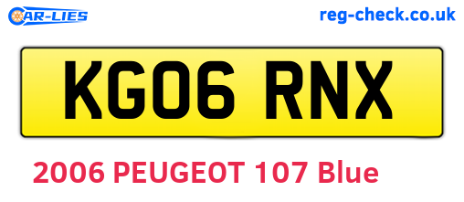 KG06RNX are the vehicle registration plates.
