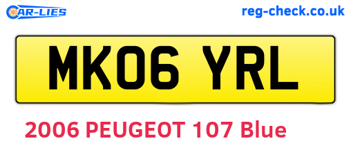 MK06YRL are the vehicle registration plates.
