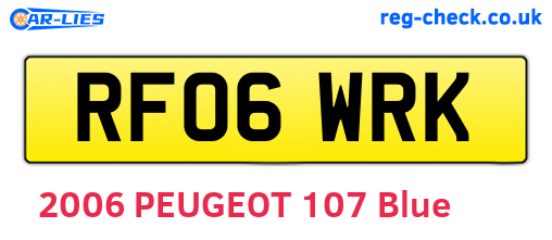 RF06WRK are the vehicle registration plates.