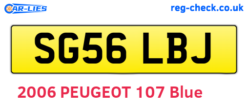 SG56LBJ are the vehicle registration plates.