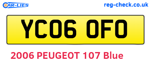 YC06OFO are the vehicle registration plates.