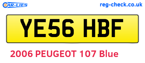 YE56HBF are the vehicle registration plates.