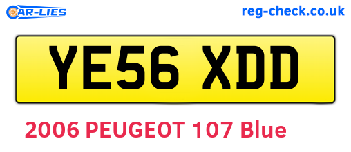 YE56XDD are the vehicle registration plates.
