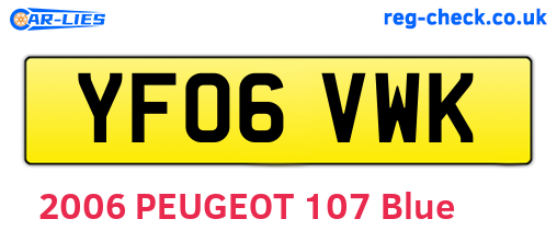 YF06VWK are the vehicle registration plates.