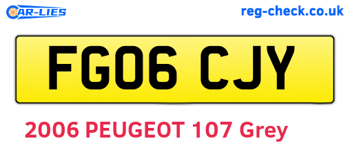 FG06CJY are the vehicle registration plates.