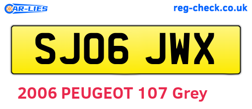 SJ06JWX are the vehicle registration plates.