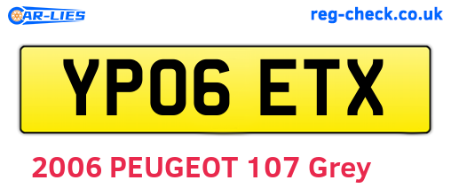 YP06ETX are the vehicle registration plates.