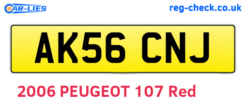 AK56CNJ are the vehicle registration plates.