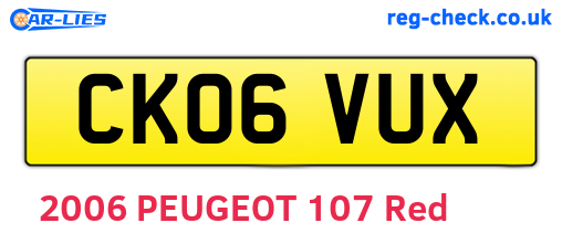 CK06VUX are the vehicle registration plates.