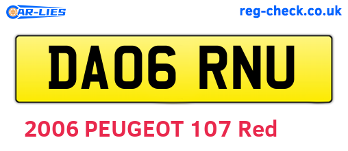 DA06RNU are the vehicle registration plates.