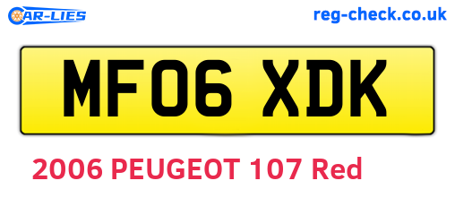 MF06XDK are the vehicle registration plates.