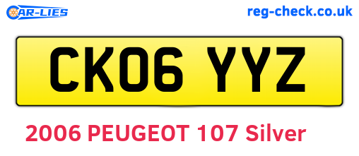 CK06YYZ are the vehicle registration plates.
