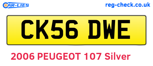 CK56DWE are the vehicle registration plates.