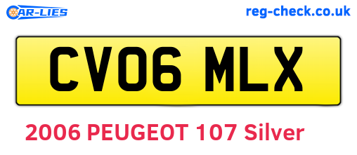 CV06MLX are the vehicle registration plates.